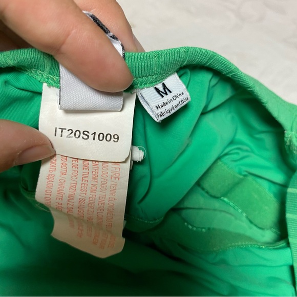 TWIIN by Princess Polly Bikini Top Green Curled Hem Ribbed Tank Medium Tankini - Picture 8 of 10